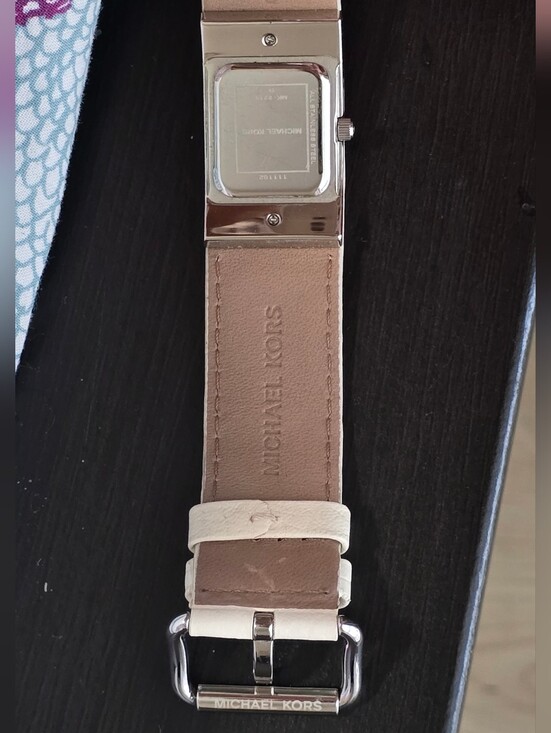 Michael Kors White Leather Cuff Watch Silver Tone with Original Box main image 7